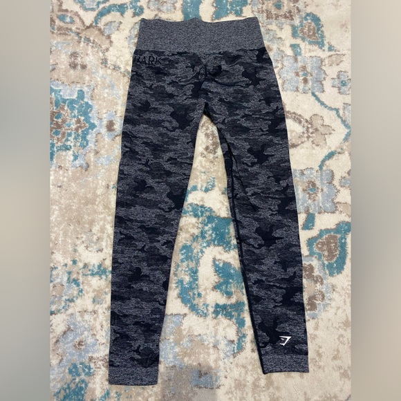 Gymshark Camo Seamless Leggings Black - Size Medium - Picture 2 of 4